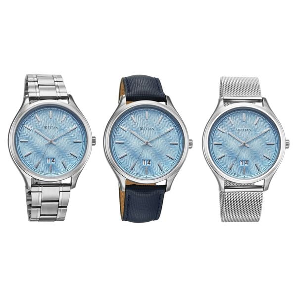 Titan Classique Palette of Time Analog Men's Watch with Blue Dial Interchangeable Straps Watch,10033SL01