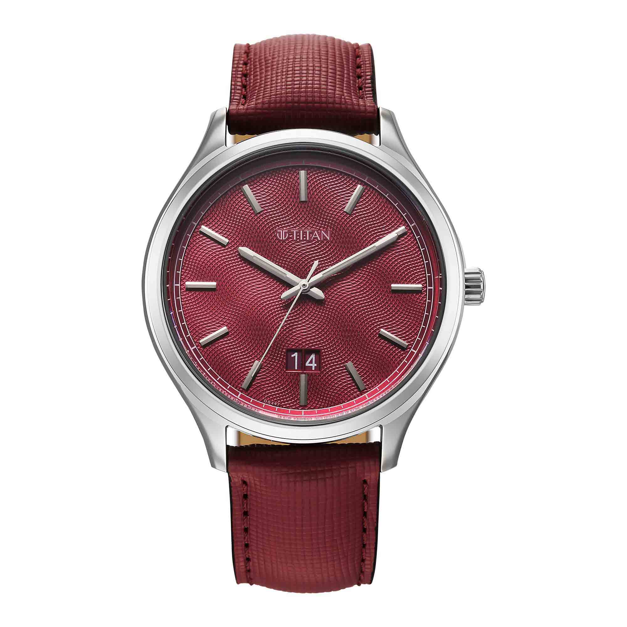 Titan Classique Palette of Time Analog Men's Watch with Magenta Dial Interchangeable Strap,10033SL02