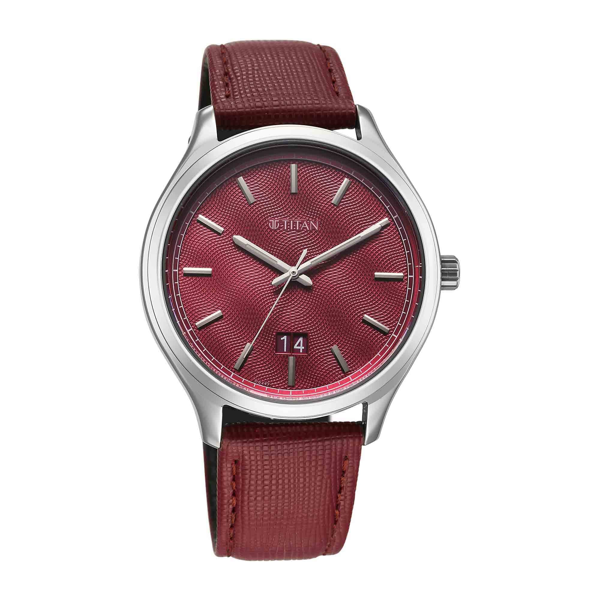 Titan Classique Palette of Time Analog Men's Watch with Magenta Dial Interchangeable Strap,10033SL02