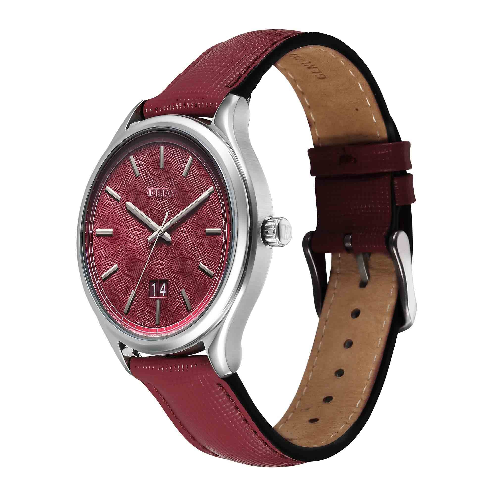 Titan Classique Palette of Time Analog Men's Watch with Magenta Dial Interchangeable Strap,10033SL02