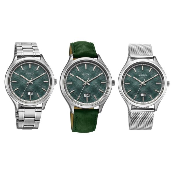 Titan Classique Palette of Time Analog Men's Watch with Green Dial Interchangeable Straps,10033SL03