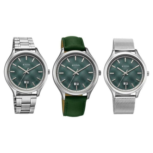 Titan, Men's, Analog Watch, Green Dial, TI-10033SL03