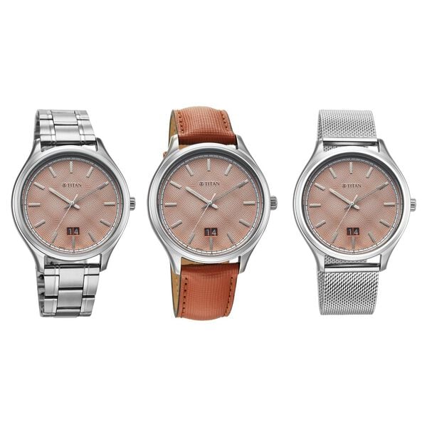 Titan Classique Palette of Time Analog Men's Watch with Rust Orange Dial Interchangeable Straps,10033SL04