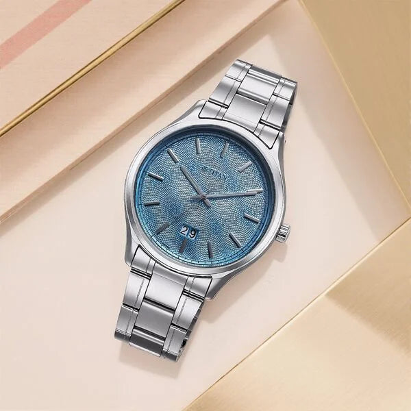 Titan Palette Of Time Men's Watch Analog with Date Blue Dial Stainless Steel Band, 10033SM01