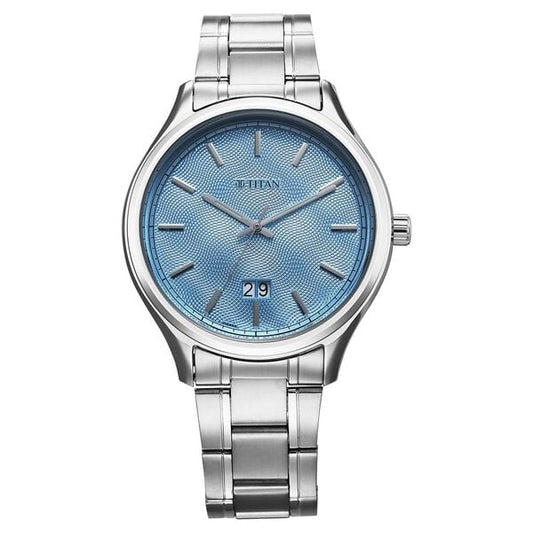 Titan, Men, Analog, Watch, Blue Dial, Stainless steel Strap, 10033SM01