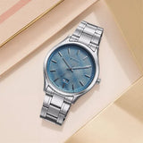 Titan Palette Of Time Men's Watch Analog with Date Blue Dial Stainless Steel Band, 10033SM01