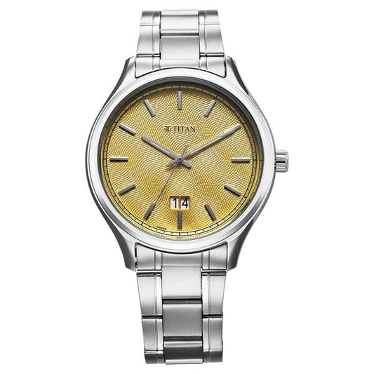 Titan, Men, Analog, Watch, Green Dial, Stainless steel Strap, 10033SM06