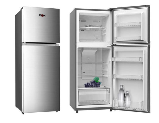 Zen Double Door CFC Fridge, Silver Finish With Lock & Key 350L, ZR350DSF