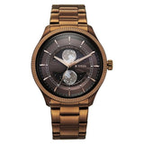 Titan Stellar Analog with Dual Moon Phase Men's Watch with Brown Dial and Bronze Stainless Steel Strap,10050QM01