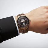 Titan Stellar Analog with Dual Moon Phase Men's Watch with Brown Dial and Bronze Stainless Steel Strap,10050QM01