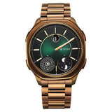 Titan Stellar Jumping Hour Micromotors Zodiac Analog Men's Watch with Dual Moonphase and Green Dial IP Bronze Stainless Steel,10053QM01