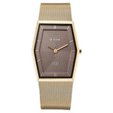 Titan Edge Whimsey Quartz Analog  Men's Watch With Brown Dial And Golden Stainless Steel Mesh Strap, 10056QM01