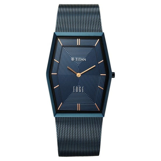 Titan, Men's, Analog Watch, Blue Dial, with Stainless Steel Band, TI-10056QM02