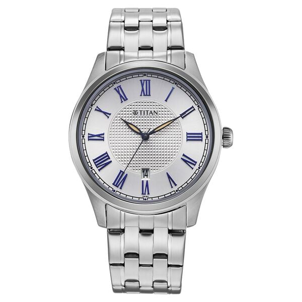 Titan, Men's, Analog Watch, Silver Dial, with Stainless Steel Band, TI-10063SM01