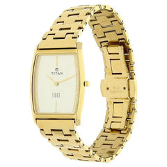 Titan Men's Watch Analog Champagne Dial With Gold Stainless Steel Band, 1044YM07