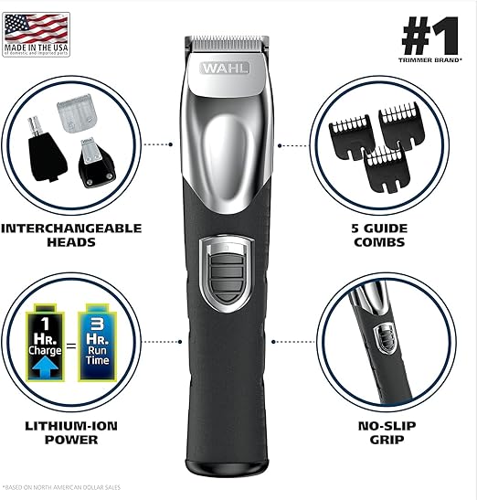 Wahl Lithium Ion Total Beard Grooming Trimmer, Cordless Precision for Full Beard Maintenance 1050-0410