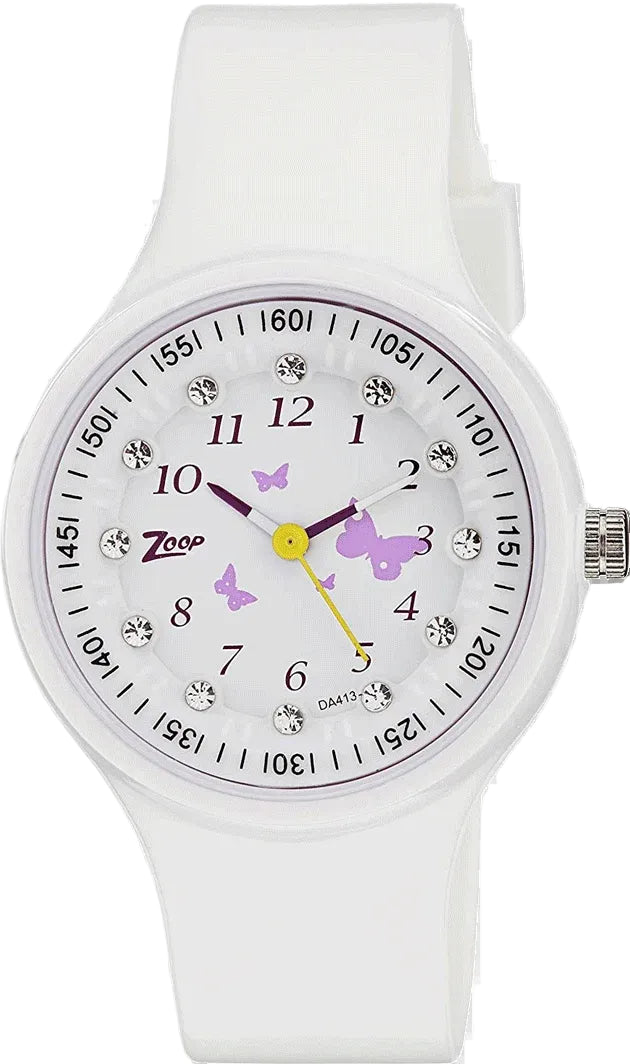 Zoop by Titan Kid's Watch Analog White Dial PU Strap, C4038PP02