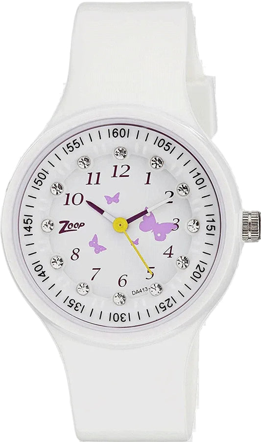 Zoop by Titan Kid's Watch Analog White Dial PU Strap, C4038PP02