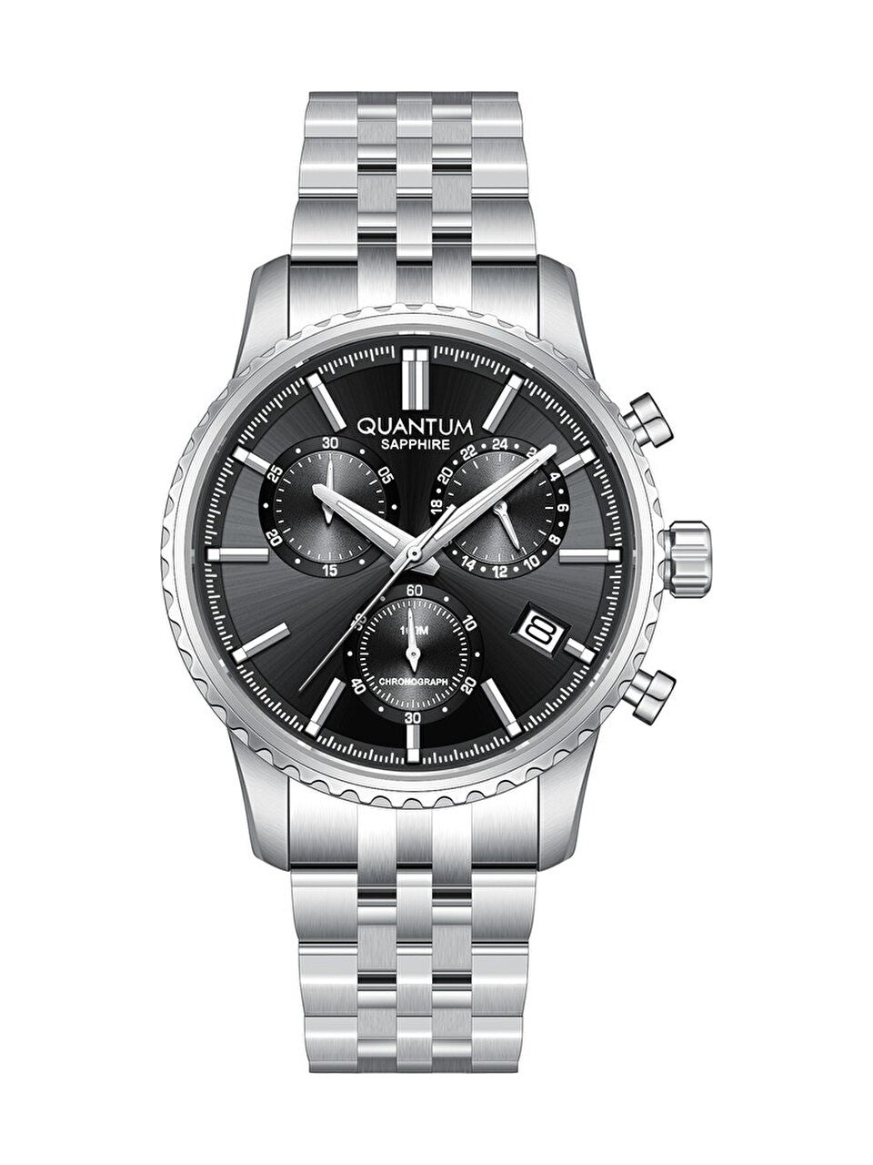 Quantum Men's Chronograph Watch Black Dial Metal Band, PWG1204.350