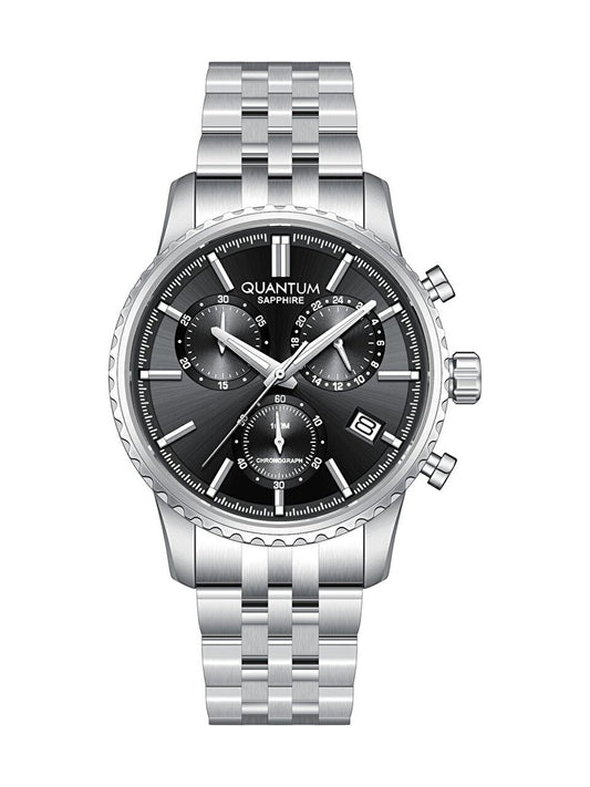 Quantum Men's Chronograph Watch Black Dial Metal Band, PWG1204.350