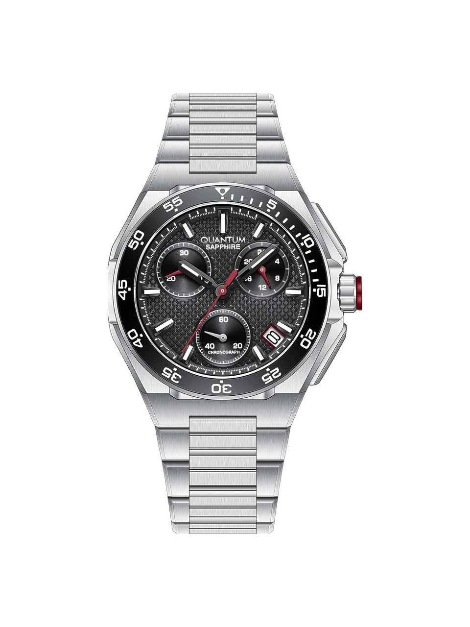 Quantum Men's Chronograph Watch Black Dial Metal Band, PWG1283.350