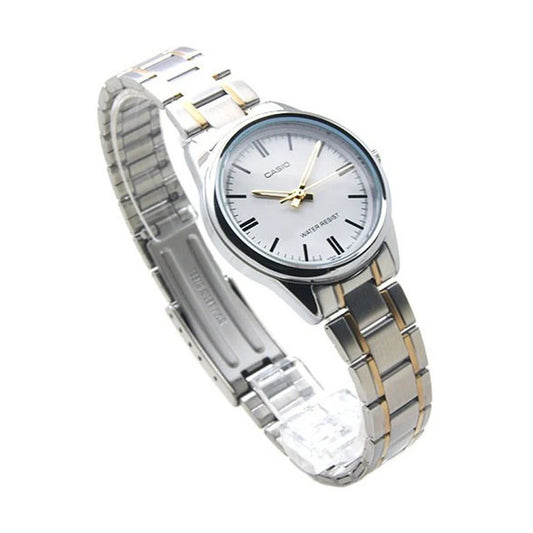 Casio Women's Watch Analog, White Dial Silver Stainless Steel Strap, LTP-V005SG-7AUD