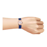 Titan X Naelofar Unisex Edge Watch Analog Pink Dial With Blue Leather Strap, 679WL06