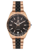 Beverly Hills Polo Club Women's Analog Watch, Black Mother Of Pearl Dial  With Rose Golden Stainless Steel & Ceramic Band, BP3627C.450