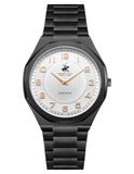 Beverly Hills Polo Club Men's Analog Watch, Silver Dial  With Black Stainless Steel Band, BP3832X.030