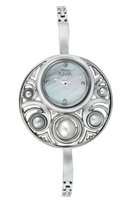Titan, Women, Analog, Watch, Mother of pearl Dial, Stainless steel Strap, 9972SM01