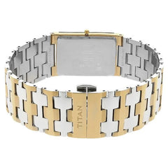 Titan Men's Watch Analog White Dial With Two-Toned Stainless Steel Band, 1296BM02
