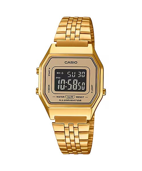 Casio, Women’s Watch Digital, Gold Dial Gold Stainless Band, LA680WGA-9BDF