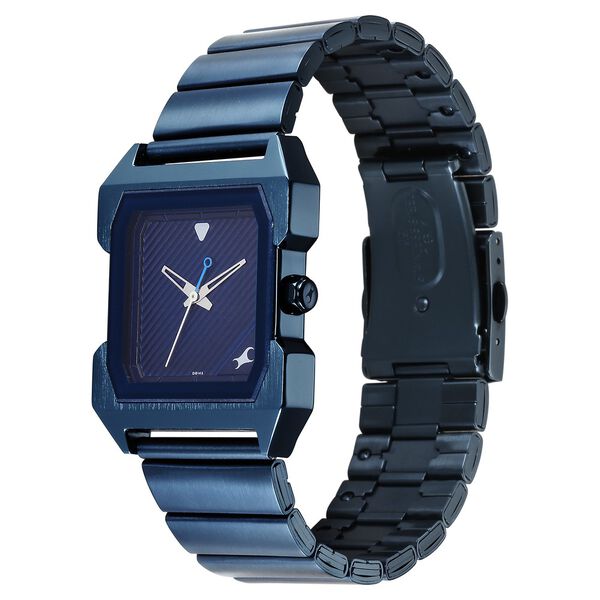 Fastrack Men's Watch Analog Blue Dial with Blue Stainless Steel Band, 1474QM01