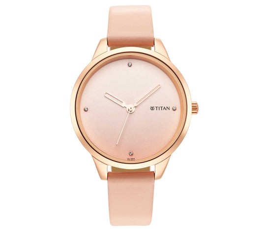 Titan, Women, Analog, Watch, Pink Dial, Leather Strap, 2664WL02