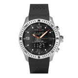 Alfajr Islamic Prayer Mens Watch Ana-Digital Black Dial With Black Rubber Strap, WH-24SILVERRUBBER