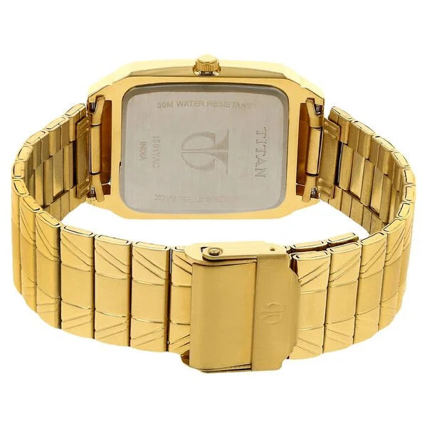 Titan Quartz Analog Men's Watch Champagne Dial With  Gold Stainless Steel Strap,1581YM05