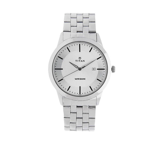 Titan, Men, Analog, Watch, White Dial, Stainless steel Strap, 1584SM03