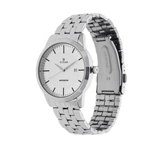 Titan Men's Watch Analog, White Dial Silver Stainless Steel Strap Watch, 1584SM03