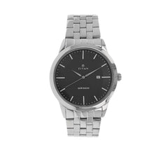 Titan Men's Watch Classique Collection Analog, Black Dial Silver Stainless Strap, 1584SM04
