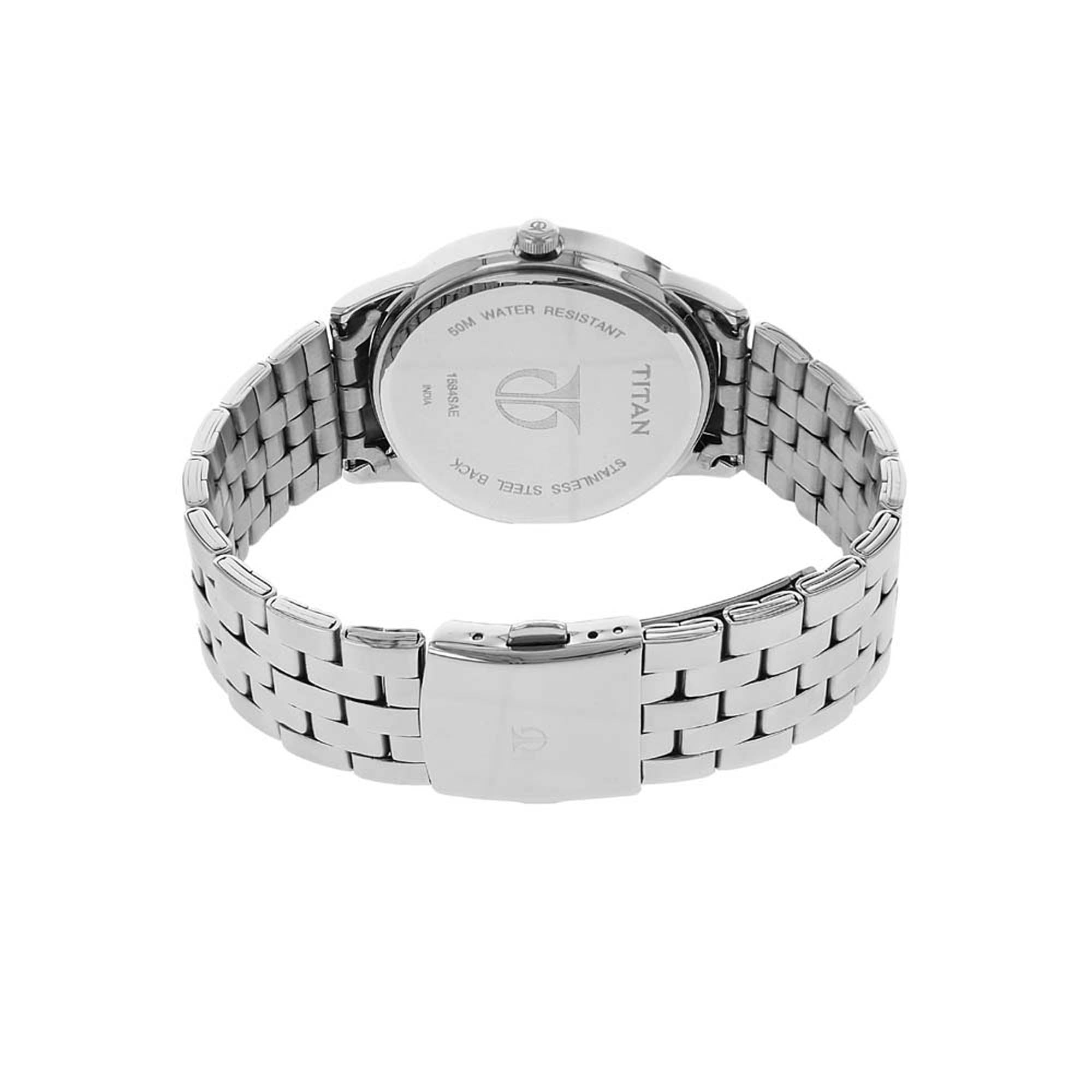 Titan Men's Watch Classique Collection Analog, Black Dial Silver Stainless Strap, 1584SM04 - view 4