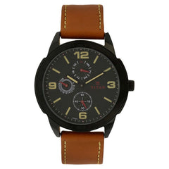 Titan Men's Watch Analog, Black Dial With Brown Leather Strap, 1585NL01