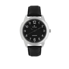 Titan Men's Watch Analog, Black Dial With Black Leather Strap, 1585SL08