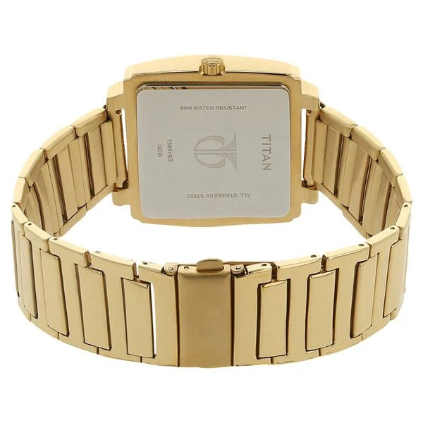 Titan Men's Watch Analog, Black Dial With Gold Stainless Steel Band, 1586YM02