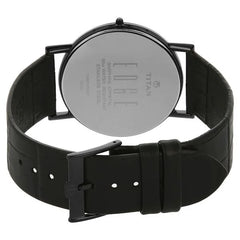 Titan Men's Watch Analog, Edge Collection Black Dial Black Leather Strap Watch, 1595NL01