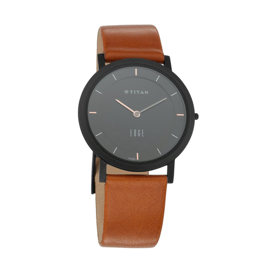 Titan, Men, Analog, Watch, Black Dial, Leather Strap, 1595NL03