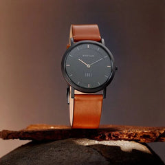 Titan Men's Edge Watch Analog, Black Dial With Brown Leather Strap, 1595NL03