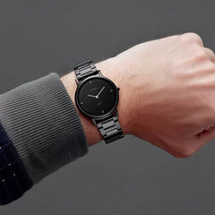 Titan Men's Watch Analog, Edge Collection Black Dial Black Stainless Steel  Strap Watch, 1595NM01
