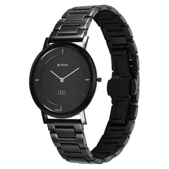 Titan Men's Watch Analog, Edge Collection Black Dial Black Stainless Steel  Strap Watch, 1595NM01