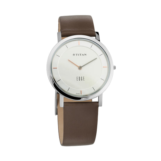 Titan, Men, Analog, Watch, Silver Dial, Leather Strap, 1595SL03