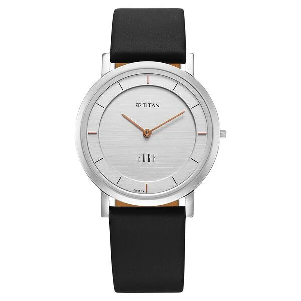 Titan Men's Watch Analog, Edge Collection White dial Dark Blue Leather Strap, 1595SL06